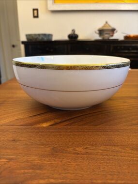 Charter Club White Porcelain Serving Bowl with Gold Band